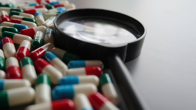 Drugs magnifying glass drug inspection FDA inspection FDA review